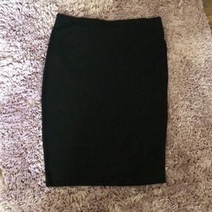 Black midi pencil skirt